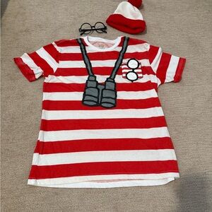 Where’s Waldo Red and White Striped Male Costume Set
